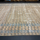 9’10 x 12’8 Tribal Vintage Rug Muted  Beige, Denim Blue & Brown 5755