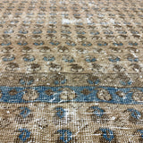 9’10 x 12’8 Tribal Vintage Rug Muted  Beige, Denim Blue & Brown 5755