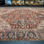 8’10 x 11’6 Classic Vintage Rug Muted Oxblood Red, Blue, Cream & Green 5753 Linda's Barn
