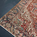 8’10 x 11’6 Classic Vintage Rug Muted Oxblood Red, Blue, Cream & Green 5753 Linda's Barn