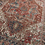 8’10 x 11’6 Classic Vintage Rug Muted Oxblood Red, Blue, Cream & Green 5753 Linda's Barn