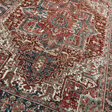 8’10 x 11’6 Classic Vintage Rug Muted Oxblood Red, Blue, Cream & Green 5753 Linda's Barn