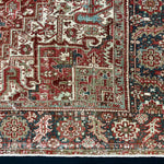 8’10 x 11’6 Classic Vintage Rug Muted Oxblood Red, Blue, Cream & Green 5753 Linda's Barn
