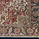 8’10 x 11’6 Classic Vintage Rug Muted Oxblood Red, Blue, Cream & Green 5753 Linda's Barn