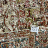 9’ x 11’3 Classic Vintage Rug Muted Grays, Reds, Blues, Greens 5320