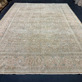 9’9 x 13’5 Classic Vintage Rug Muted Tawny Beige, Sea Foam Green + Blue 5750