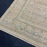 9’9 x 13’5 Classic Vintage Rug Muted Tawny Beige, Sea Foam Green + Blue 5750