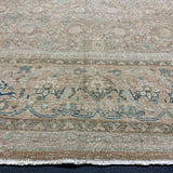 9’9 x 13’5 Classic Vintage Rug Muted Tawny Beige, Sea Foam Green + Blue 5750