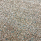 9’9 x 13’5 Classic Vintage Rug Muted Tawny Beige, Sea Foam Green + Blue 5750