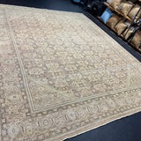 9’11 x 12’8 Classic Vintage Rug Muted Ecru Beige, Sea Green & Periwinkle 5751