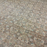 9’11 x 12’8 Classic Vintage Rug Muted Ecru Beige, Sea Green & Periwinkle 5751