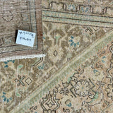 9’11 x 12’8 Classic Vintage Rug Muted Ecru Beige, Sea Green & Periwinkle 5751
