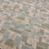 9’ x 12’ Distressed Silk Swedish Rug Blue, Green & Stone LB13