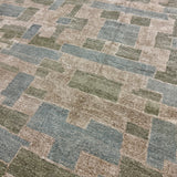 9’ x 12’ Distressed Silk Swedish Rug Blue, Green & Stone LB13