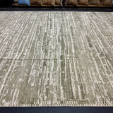 9’ x 12’ Distressed Silk Swedish Rug Green & Stone LB07