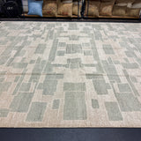 9’ x 12’ Distressed Silk Swedish Rug Green & Stone Beige LB042