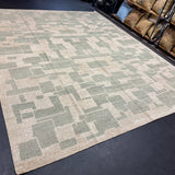 9’ x 12’ Distressed Silk Swedish Rug Green & Stone Beige LB042