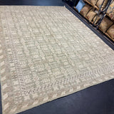 ON HOLD 9’x 12’ Distressed Silk Classic Khotan Rug Beige & Sage LB01