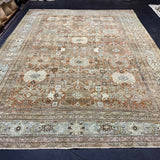 9’5 x 12’4  Classic Antique Rug Muted Powder Blue, Rust, Bone & Brown 5759