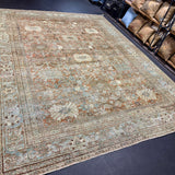 9’5 x 12’4  Classic Antique Rug Muted Powder Blue, Rust, Bone & Brown 5759
