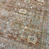 9’5 x 12’4  Classic Antique Rug Muted Powder Blue, Rust, Bone & Brown 5759