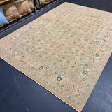 6’11 x 9’10 Classic Vintage Tabriz Rug Muted Camel Beige, Sand Beige & Blue 5758