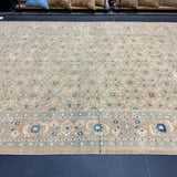 6’11 x 9’10 Classic Vintage Tabriz Rug Muted Camel Beige, Sand Beige & Blue 5758