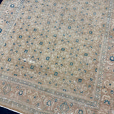 6’11 x 9’10 Classic Vintage Tabriz Rug Muted Camel Beige, Sand Beige & Blue 5758