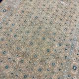 6’11 x 9’10 Classic Vintage Tabriz Rug Muted Camel Beige, Sand Beige & Blue 5758