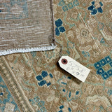 6’11 x 9’10 Classic Vintage Tabriz Rug Muted Camel Beige, Sand Beige & Blue 5758
