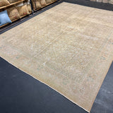 9’7  x 12’11 Classic Vintage Rug Muted Camel Beige, Sand Beige, Sea Foam Blue & Green 5757