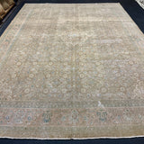 9’7  x 12’11 Classic Vintage Rug Muted Camel Beige, Sand Beige, Sea Foam Blue & Green 5757