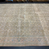 9’7  x 12’11 Classic Vintage Rug Muted Camel Beige, Sand Beige, Sea Foam Blue & Green 5757