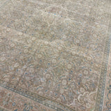 9’7  x 12’11 Classic Vintage Rug Muted Camel Beige, Sand Beige, Sea Foam Blue & Green 5757