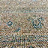 9’7  x 12’11 Classic Vintage Rug Muted Camel Beige, Sand Beige, Sea Foam Blue & Green 5757