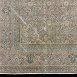9’7  x 12’11 Classic Vintage Rug Muted Camel Beige, Sand Beige, Sea Foam Blue & Green 5757
