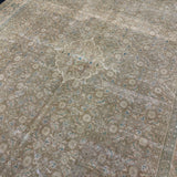 9’7  x 12’11 Classic Vintage Rug Muted Camel Beige, Sand Beige, Sea Foam Blue & Green 5757