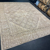 9’2  x 12’3 Classic Vintage Rug Muted Beige, Black & Green 5768