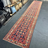 3’2 x 16’11 Classic Antique Runner Muted Red, Blue & Cream 5763