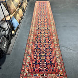3’2 x 16’11 Classic Antique Runner Muted Red, Blue & Cream 5763