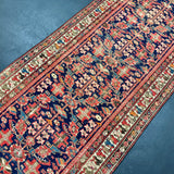 3’2 x 16’11 Classic Antique Runner Muted Red, Blue & Cream 5763