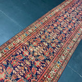 3’2 x 16’11 Classic Antique Runner Muted Red, Blue & Cream 5763