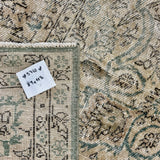 8’ x 11’6 Classic Vintage Rug Muted Teal Green, Beige + Black 5762