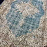 7’7 x 11’10 Classic Vintage Rug Muted Sea Blue, Beige + Brown 5761
