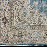 7’7 x 11’10 Classic Vintage Rug Muted Sea Blue, Beige + Brown 5761