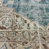 7’7 x 11’10 Classic Vintage Rug Muted Sea Blue, Beige + Brown 5761