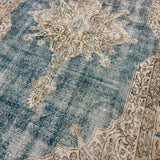 7’7 x 11’10 Classic Vintage Rug Muted Sea Blue, Beige + Brown 5761