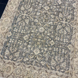 4’8 x 8’5 Vintage Oushak Rug Muted Forest Green and Beige 5760