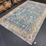 6’5 x 10’ Classic Vintage Rug Muted Indigo Blue, Beige + Rust 5764