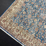 6’5 x 10’ Classic Vintage Rug Muted Indigo Blue, Beige + Rust 5764